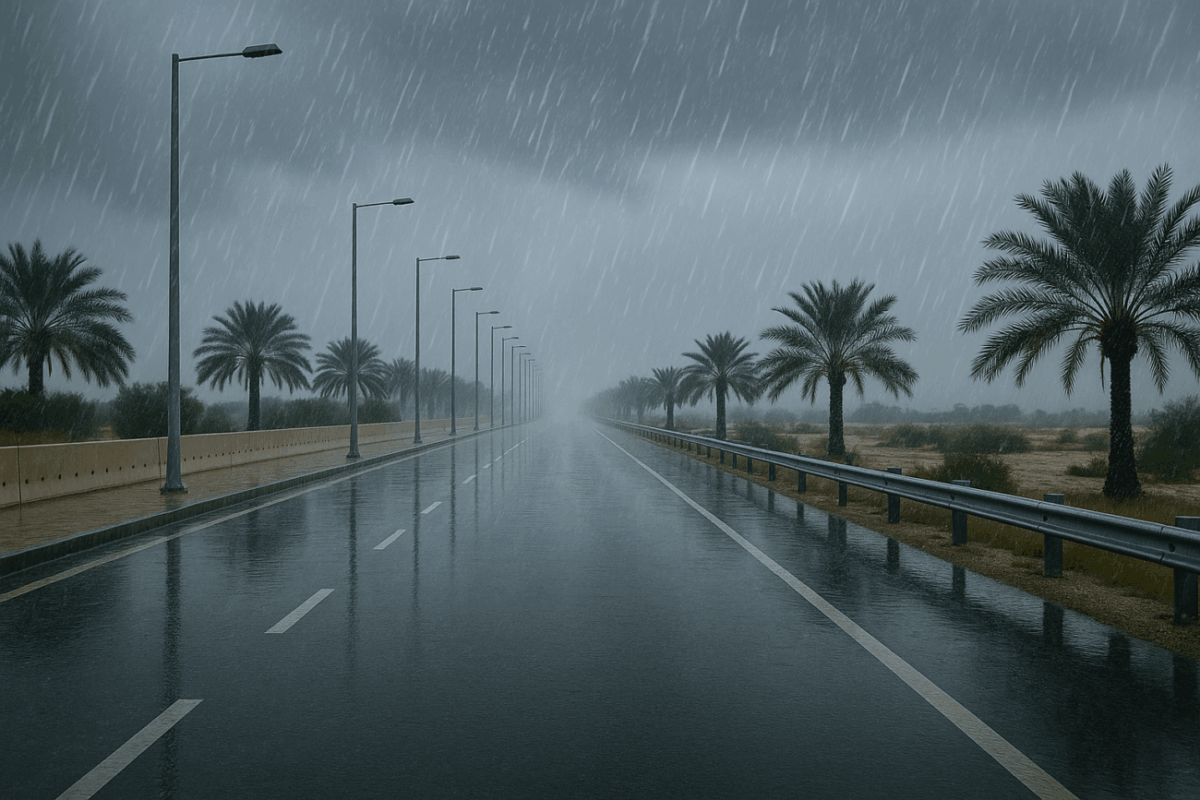 Qatar weather update Rainfall in Northern Qatar – A Rare and Serene Sight